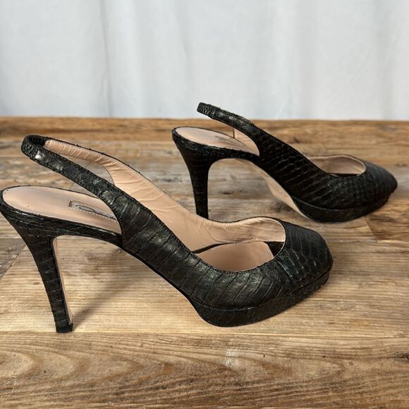 Oscar de la Renta Platform Peep Toe Heels - 37/6.5 - Picture 6 of 9